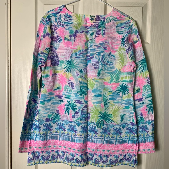 Lilly Pulitzer | Colourful Linen Ocean Cove Tunic Top “Private Island” - Medium - Picture 5 of 7